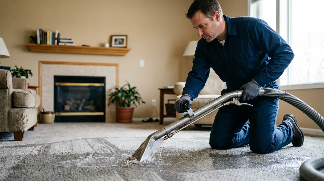 Water damage restoration technician working near Watertown, NY